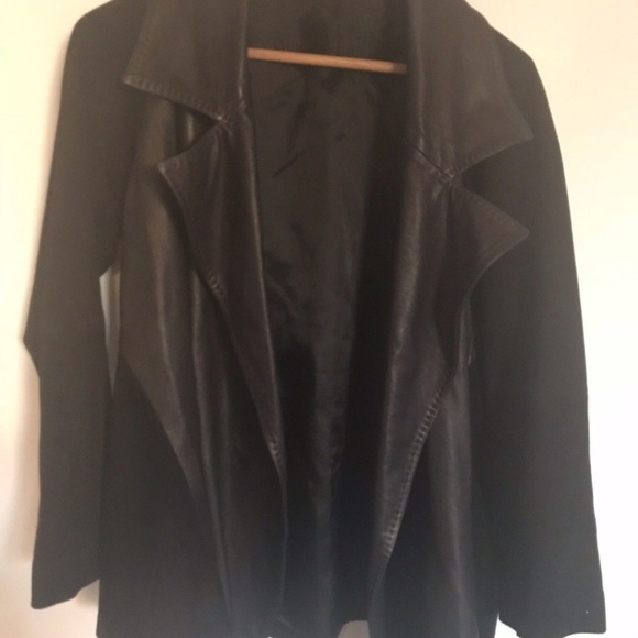 Black Suede And Leather Jacket L like all saints - Picture 4 of 6